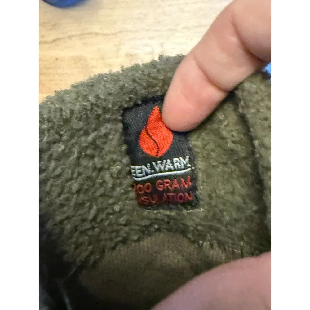 Keen Kid Quilted Winter Snow Boot Olive Green Orange Size 2 Toggle Waterproof